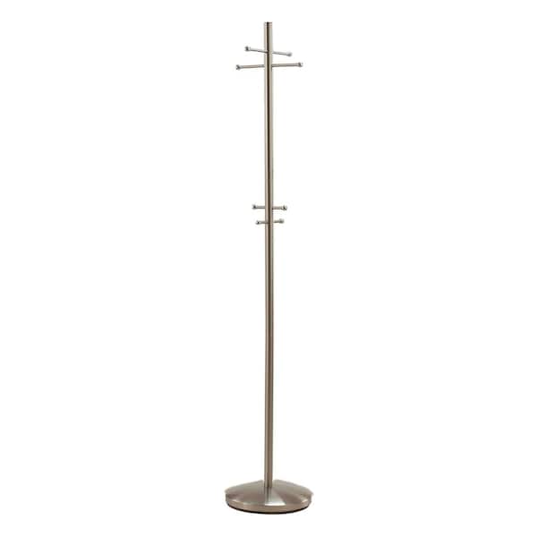 Homeroots 13 x 67 in. Brushed Steel Coat Rack 372947 - main